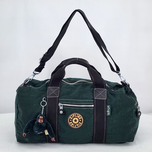 Kipling 19" Satchel Tote Spruce Green Nylon Weekender Travel Duffle Bag - Picture 1 of 13